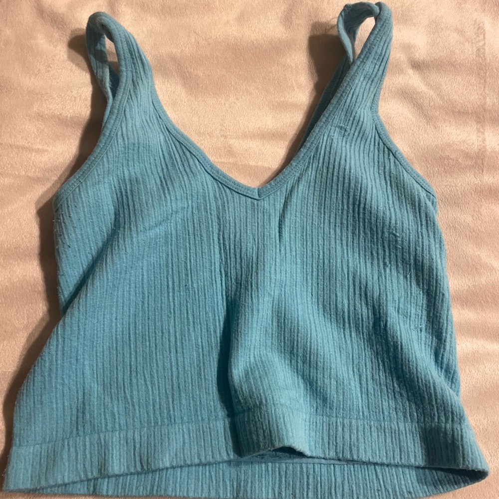 Urban Outfitters Blue Ribbed Crop Top